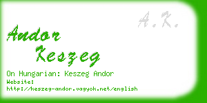 andor keszeg business card